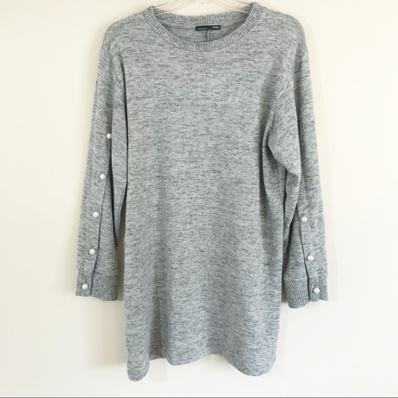 Zara Dresses & Skirts - [zara w/b] Sweater Dress/Tunic Pearl Sleeve Detail